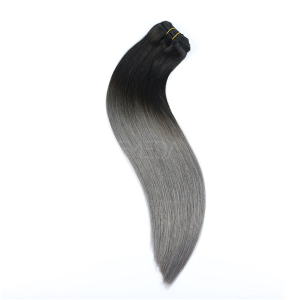  Grey remy triple weft clip in hair extension LJ219